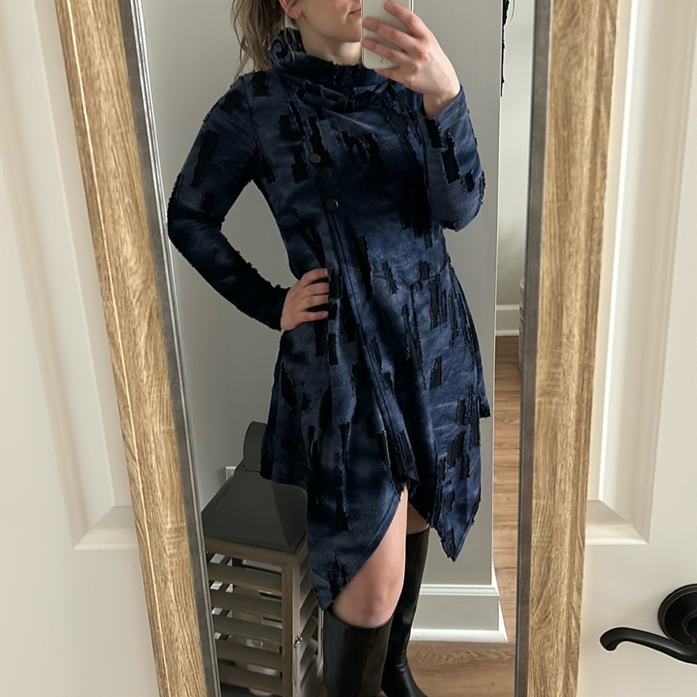 Papa Vancouver Blue Print Turtleneck Dress